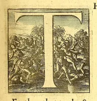 Picture 4 of 69 from America: being the latest, and most accurate description of the Nevv VVorld; : containing the original of the inhabitants, and the remarkable voyages thither. The conquest of the vast empires of Mexico and Peru, and other large provinces and territories, with the several European plantations in those parts. Also their cities, fortresses, towns, temples, mountains, and rivers. Their habits, customs, manners, and religions. Their plants, beasts, birds, and serpents. With an appendix, containing, besides several other considerable additions, a brief survey of what hath been discover'd of the unknown South-Land and the Arctick region. (1671), leaf 19