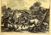 Picture 14 of 69 from America: being the latest, and most accurate description of the Nevv VVorld; : containing the original of the inhabitants, and the remarkable voyages thither. The conquest of the vast empires of Mexico and Peru, and other large provinces and territories, with the several European plantations in those parts. Also their cities, fortresses, towns, temples, mountains, and rivers. Their habits, customs, manners, and religions. Their plants, beasts, birds, and serpents. With an appendix, containing, besides several other considerable additions, a brief survey of what hath been discover'd of the unknown South-Land and the Arctick region. (1671), leaf 203
