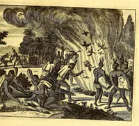 Picture 41 of 69 from America: being the latest, and most accurate description of the Nevv VVorld; : containing the original of the inhabitants, and the remarkable voyages thither. The conquest of the vast empires of Mexico and Peru, and other large provinces and territories, with the several European plantations in those parts. Also their cities, fortresses, towns, temples, mountains, and rivers. Their habits, customs, manners, and religions. Their plants, beasts, birds, and serpents. With an appendix, containing, besides several other considerable additions, a brief survey of what hath been discover'd of the unknown South-Land and the Arctick region. (1671), leaf 533