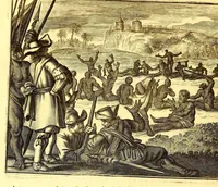 Picture 50 of 69 from America: being the latest, and most accurate description of the Nevv VVorld; : containing the original of the inhabitants, and the remarkable voyages thither. The conquest of the vast empires of Mexico and Peru, and other large provinces and territories, with the several European plantations in those parts. Also their cities, fortresses, towns, temples, mountains, and rivers. Their habits, customs, manners, and religions. Their plants, beasts, birds, and serpents. With an appendix, containing, besides several other considerable additions, a brief survey of what hath been discover'd of the unknown South-Land and the Arctick region. (1671), leaf 622