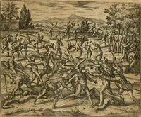 Picture 49 of 135 from America, das ist, Erfindung vnd Offenbahrung der Newen Welt : deroselbigen Völcker, Gestalt, Sitten, Gebräuch, Policey vnd Gottesdienst (1617), leaf 100