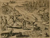Picture 92 of 135 from America, das ist, Erfindung vnd Offenbahrung der Newen Welt : deroselbigen Völcker, Gestalt, Sitten, Gebräuch, Policey vnd Gottesdienst (1617), leaf 187