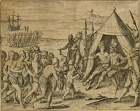 An illustration from America, das ist, Erfindung vnd Offenbahrung der Newen Welt : deroselbigen Völcker, Gestalt, Sitten, Gebräuch, Policey vnd Gottesdienst (1617)