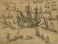 Picture 105 of 135 from America, das ist, Erfindung vnd Offenbahrung der Newen Welt : deroselbigen Völcker, Gestalt, Sitten, Gebräuch, Policey vnd Gottesdienst (1617), leaf 236