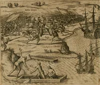 Picture 11 of 135 from America, das ist, Erfindung vnd Offenbahrung der Newen Welt : deroselbigen Völcker, Gestalt, Sitten, Gebräuch, Policey vnd Gottesdienst (1617), leaf 27