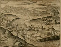 Picture 130 of 135 from America, das ist, Erfindung vnd Offenbahrung der Newen Welt : deroselbigen Völcker, Gestalt, Sitten, Gebräuch, Policey vnd Gottesdienst (1617), leaf 347