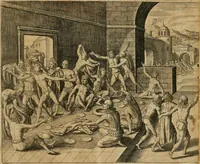 Picture 131 of 135 from America, das ist, Erfindung vnd Offenbahrung der Newen Welt : deroselbigen Völcker, Gestalt, Sitten, Gebräuch, Policey vnd Gottesdienst (1617), leaf 352