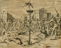 An illustration from America, das ist, Erfindung vnd Offenbahrung der Newen Welt : deroselbigen Völcker, Gestalt, Sitten, Gebräuch, Policey vnd Gottesdienst (1617)