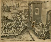 Picture 27 of 135 from America, das ist, Erfindung vnd Offenbahrung der Newen Welt : deroselbigen Völcker, Gestalt, Sitten, Gebräuch, Policey vnd Gottesdienst (1617), leaf 64