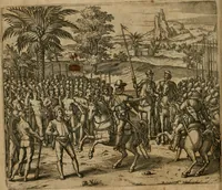 Picture 29 of 135 from America, das ist, Erfindung vnd Offenbahrung der Newen Welt : deroselbigen Völcker, Gestalt, Sitten, Gebräuch, Policey vnd Gottesdienst (1617), leaf 67
