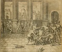An illustration from America, das ist, Erfindung vnd Offenbahrung der Newen Welt : deroselbigen Völcker, Gestalt, Sitten, Gebräuch, Policey vnd Gottesdienst (1617)