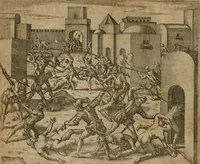 Picture 33 of 135 from America, das ist, Erfindung vnd Offenbahrung der Newen Welt : deroselbigen Völcker, Gestalt, Sitten, Gebräuch, Policey vnd Gottesdienst (1617), leaf 73