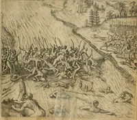 Picture 43 of 135 from America, das ist, Erfindung vnd Offenbahrung der Newen Welt : deroselbigen Völcker, Gestalt, Sitten, Gebräuch, Policey vnd Gottesdienst (1617), leaf 90