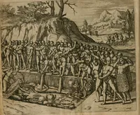 Picture 44 of 135 from America, das ist, Erfindung vnd Offenbahrung der Newen Welt : deroselbigen Völcker, Gestalt, Sitten, Gebräuch, Policey vnd Gottesdienst (1617), leaf 91