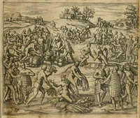 Picture 46 of 135 from America, das ist, Erfindung vnd Offenbahrung der Newen Welt : deroselbigen Völcker, Gestalt, Sitten, Gebräuch, Policey vnd Gottesdienst (1617), leaf 94