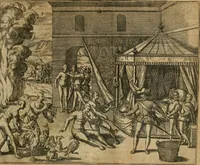 Picture 47 of 135 from America, das ist, Erfindung vnd Offenbahrung der Newen Welt : deroselbigen Völcker, Gestalt, Sitten, Gebräuch, Policey vnd Gottesdienst (1617), leaf 96
