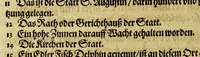 An illustration from Americae achter Theil, : in welchem erstlich beschrieben wirt das mächtige vnd goldtreiche Königreich Guiana, zu norden dess grossen Flusses Oronoke, sonsten Oregliana gennant, gelegen, sampt desselbigen fürnembsten vnd reichsten Hauptstätten Manoa vnd Macuieguarai, auch die fürnembste vnd köstlichste Kauffmannschafften die dieses Königreich vberflüssig in sich hat. Item, eine kurtze Beschreibung der vmbligenden Landtschafften Emereia, Arromaia, Amapaia, Topago, &c. in welchen neben andern Völckern die kriegische Weiber, von den alten Amazones genannt, wohnen, sampt kurtzer meldung 53-grosser Wasserströhm, vnter denen der Oronoke der gröste ist, vnd sich wol 500. Teutscher Meil in das Landt hineyn, bey nahe an die mächtige Statt Quito in Peru, erstreckt. Alles mit fleiss beschrieben durch den gestrengen, Edlen vn[d] vesten Walthern Ralegh, Rittern, vnd Hauptmann vber jrer Kön. Mayest. auss Engellandt Leibs Guardi, welcher neben dem auff dem Meer auch wolgeübten Hauptmann, Lorentz Keymis alles selber erfahren vnd gesehen hat im Jar 1595. vnd 1596. Zum andern, die reyse dess Edlen vnd vesten Thomas Candisch, welcher im Jar 1586. mit. 3. Schiffen in Engellandt aussgefahren, und nach dem er das Meer bey die 13000. Engelländischer Meil befelgt, in Anno 1588. wider an ist gelanget, sampt Erzehlung aller Abentheuwer Geschichten so jm auff dieser Reyss zu handen gestossen seynd. Durch Frantzen Prettie einen Engelländer, welcher dieser Fahrt persönlich hat beygewohnet, von Tag zu Tag auffgezeichnet. Vnd zum dritten die letzte Reyss der gestrengen, Edlen vnd vesten Frantzen Draeck vnd Iohan Hauckens, Rittern, welche Anno 1595. mit 6. der Königin und 21. andern Schiffen, darauff 2500. Mann gewesen, in Engellandt abgesegelt in die Occidentalische Indien, die Statt Panama eynzunemmen, auff welcher Reyse sie beyde jr Leben beschlossen haben. (1599)