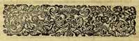 An illustration from Americae pars decima: : quae continentur, I. Duae navigationes Dn. Americi Vesputii, sub auspiciis Castellani regis, Ferdinandi susceptae. II. Solida narratio de moderno provinciae Virginiae statu, qua ratione tandem pax cum Indianis coaluerit, ac castella aliquot ad regionis praesidium ab Anglis extructa fuerint; additâ historiâ lectu jucundissimâ, quomodo Pokahuntas, regis Virginiae Powhatani filia, primori cuidam Anglo nupserit; authore Raphe Hamor Virginiae secretario. III. Vera descriptio Novae Angliae, quae Americae pars ad septentrionalem Indiam spectat, à capitaneo Johanne Schmidt, equite atque admirali delineata: cui accessit discursus, quomodo in secunda navigatione à Gallis captus, anno 1616. demum liberatus fuerit. Omnia nunc primùm in lucem edita, atque eleganter in aes incisis iconibus illustrata, / sumptibus ac studio Johann-Theodori de Bry (1619)