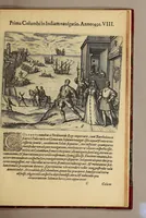 An illustration from Americae pars quarta. Sive, Insignis & admiranda historia de reperta primùm Occidentali India à Christophoro Columbo anno M CCCCXCII (1594)