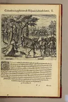An illustration from Americae pars quarta. Sive, Insignis & admiranda historia de reperta primùm Occidentali India à Christophoro Columbo anno M CCCCXCII (1594)