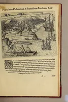 An illustration from Americae pars quarta. Sive, Insignis & admiranda historia de reperta primùm Occidentali India à Christophoro Columbo anno M CCCCXCII (1594)