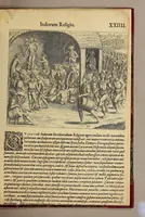 An illustration from Americae pars quarta. Sive, Insignis & admiranda historia de reperta primùm Occidentali India à Christophoro Columbo anno M CCCCXCII (1594)