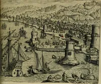 An illustration from Americae pars qvarta, siue, Insignis & admiranda historia de reperta primùm Occidentali India à Christophoro Columbo anno M. CCCCXCII (1594)