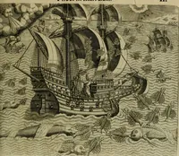 An illustration from Americae pars qvarta, siue, Insignis & admiranda historia de reperta primùm Occidentali India à Christophoro Columbo anno M. CCCCXCII (1594)