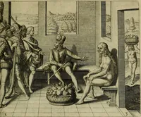Picture 42 of 80 from Americae pars qvarta, siue, Insignis & admiranda historia de reperta primùm Occidentali India à Christophoro Columbo anno M. CCCCXCII (1594), leaf 168