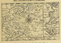 An illustration from Americae pars VIII. : Continens primo, Descriptionem trium itinerum nobilissimi et fortissimi equitis Francisci Draken, qui circumnauigato vniuerso terrarum orbe, postea copiis nauticis, ad expugnandum ciuitatem Panamam, in Indiam nauigauit. Secundo, iter nobilissimi equitis Thomae Candisch, qui duorum ferè annorum spacio, 13000. Anglicana miliaria in mari confecit, vbi describuntur quoque omnia quae in hoc itinere ipsi acciderunt & visa sunt. Tertio, duo itinera, nobilissimi & fortissimi equitis Gualtheri Ralech quibus describitur auriferum & potentissimum regnum Guiana, ad septentrionem fluminis Orenoque, alias Oregliana dicti, situm cum metropoli eius Manoa & Macuieguarai, aliisque finitimis regionibus & fluuis, mercibus item praestantissimis & mercatura, quae in regno hoc exercetur, cuius luculenta tabula geographica in fronte operis occurrit. (1625)