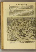 An illustration from Americae tertia pars Memorabile[m] provinciae Brasiliae historiam contine[n]s, Germanico primùm sermone scriptam à Ioa[n]ne Stadio Hombergensi Hesso, nunc autem Latinitate donatam à Teucrio Annaeo Priuato Colchanthe Po: & Med: addita est narratio profectionis Ioannis Lerij in eamdem provinciam, qua[m] ille initio Gallicè conscripsit, postea verò Latinam fecit. : His accessit descriptio morum & ferocitatis incolarum illius regionis, atque colloquium ipsorum idiomate conscriptum. (1597)