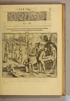 An illustration from Americae tertia pars Memorabile[m] provinciae Brasiliae historiam contine[n]s, Germanico primùm sermone scriptam à Ioa[n]ne Stadio Hombergensi Hesso, nunc autem Latinitate donatam à Teucrio Annaeo Priuato Colchanthe Po: & Med: addita est narratio profectionis Ioannis Lerij in eamdem provinciam, qua[m] ille initio Gallicè conscripsit, postea verò Latinam fecit. : His accessit descriptio morum & ferocitatis incolarum illius regionis, atque colloquium ipsorum idiomate conscriptum. (1597)