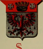 An illustration from America heraldica : a compilation of coats of arms, crests and mottoes of prominent American families settled in this country before 1800 (1889)