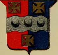 An illustration from America heraldica : a compilation of coats of arms, crests and mottoes of prominent American families settled in this country before 1800 (1889)