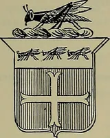 An illustration from America heraldica : a compilation of coats of arms, crests and mottoes of prominent American families settled in this country before 1800 (1889)