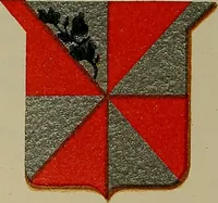 An illustration from America heraldica : a compilation of coats of arms, crests and mottoes of prominent American families settled in this country before 1800 (1889)