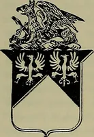 An illustration from America heraldica : a compilation of coats of arms, crests and mottoes of prominent American families settled in this country before 1800 (1889)