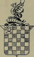 An illustration from America heraldica : a compilation of coats of arms, crests and mottoes of prominent American families settled in this country before 1800 (1889)