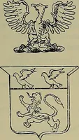An illustration from America heraldica : a compilation of coats of arms, crests and mottoes of prominent American families settled in this country before 1800 (1889)