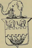 An illustration from America heraldica : a compilation of coats of arms, crests and mottoes of prominent American families settled in this country before 1800 (1887)