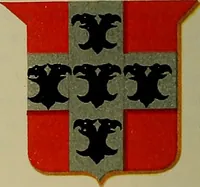 An illustration from America heraldica : a compilation of coats of arms, crests and mottoes of prominent American families settled in this country before 1800 (1887)