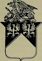 An illustration from America heraldica : a compilation of coats of arms, crests and mottoes of prominent American families settled in this country before 1800 (1887)