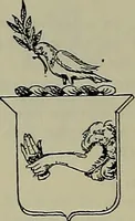 An illustration from America heraldica : a compilation of coats of arms, crests and mottoes of prominent American families settled in this country before 1800 (1887)