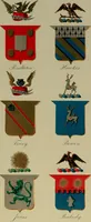 An illustration from America heraldica : a compilation of coats of arms, crests and mottoes of prominent American families settled in this country before 1800 (1887)