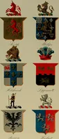 An illustration from America heraldica : a compilation of coats of arms, crests and mottoes of prominent American families settled in this country before 1800 (1887)