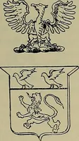An illustration from America heraldica : a compilation of coats of arms, crests and mottoes of prominent American families settled in this country before 1800 (1887)