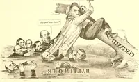 An illustration from American caricatures pertaining to the Civil War (1918)