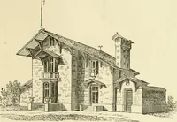 An illustration from The American cottage builder : a series of designs, plans, and specifications, from $200 to $20,000, for homes for the people ; together with warming, ventilation, drainage, painting and landscape gardening (1876)