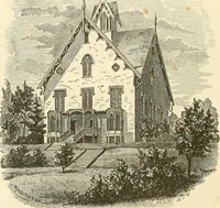 An illustration from The American cottage builder : a series of designs, plans, and specifications, from $200 to $20,000, for homes for the people ; together with warming, ventilation, drainage, painting and landscape gardening (1876)