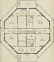 An illustration from The American cottage builder: a series of designs, plans, and specifications, from $200 to $20,000. For homes for the people. Together with warming, ventilation, drainage, painting, and landscape gardening (1854)